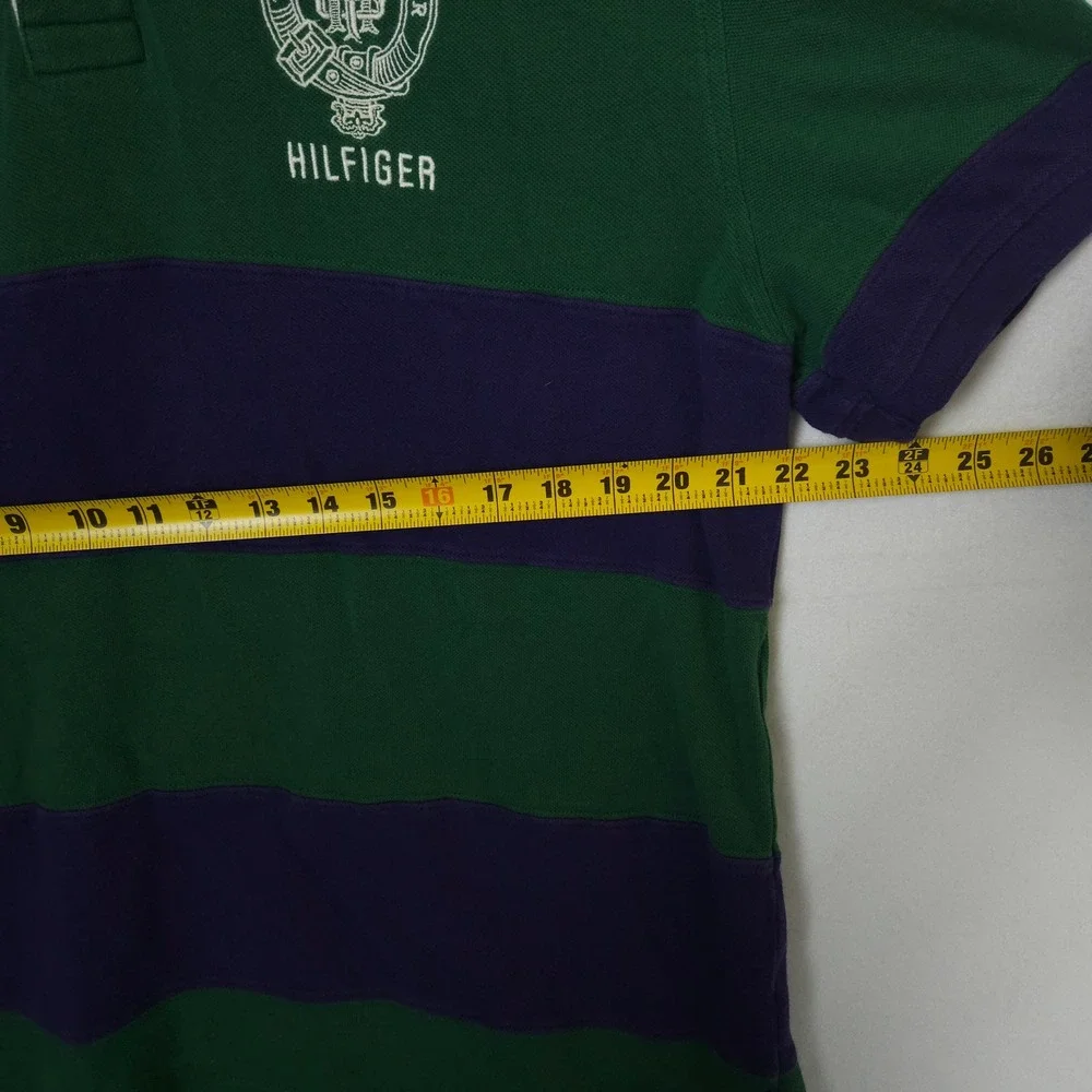 Tommy Hilfiger‎ Rugby Polo Shirt Men's XL Slim Fit Green Purple Big Crest Logo - Picture 12 of 15